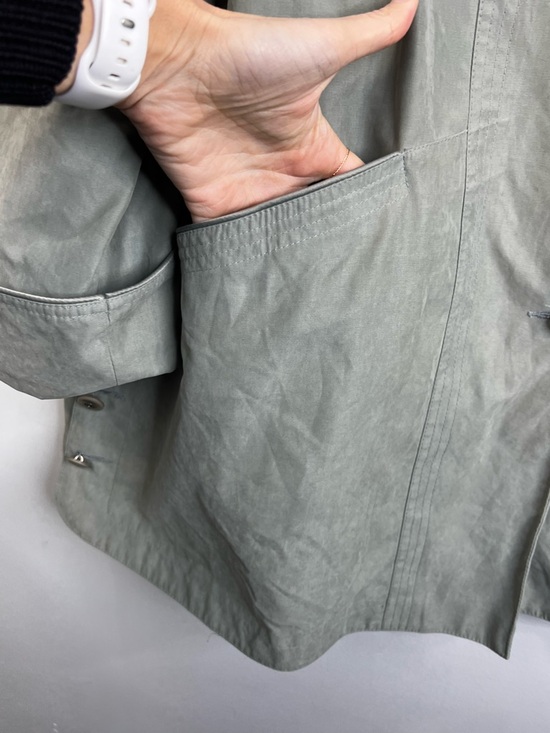 90s Y2K Luba matte sage green oversized boxy minimalist old money car coat - Picture 9 of 17